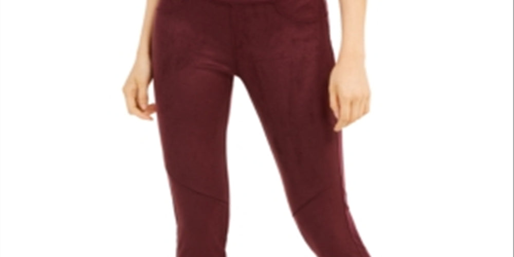 Rewash Juniors' Faux Suede-Front Ponte-Knit Leggings Red Size Medium