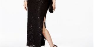 Connected Apparel Women's Lace Gown DressBlack Size 14