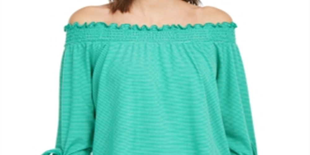 Maison Jules Women's Off-the-Shoulder Top  Green Size XS