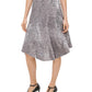 Calvin Klein Women's  Sequined Below the Knee Evening Peasant Skirt Silver Size Large