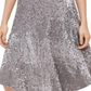 Calvin Klein Women's  Sequined Below the Knee Evening Peasant Skirt Silver Size Large