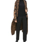 Calvin Klein Women's  Wing Collared Animal Print Long Sleeve Open Cardigan Sweater Brown Size XL