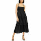 INC Women's Smocked Tiered Maxi Dress Black Size XL
