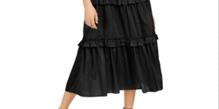 INC Women's Smocked Tiered Maxi Dress Black Size XL