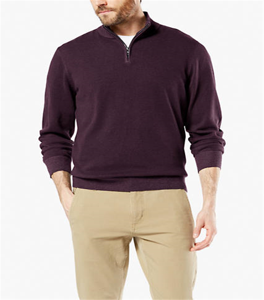 Dockers Men's  Long Sleeve Classic Fit Quarter-Zip Cotton Sweater Maroon Size Small