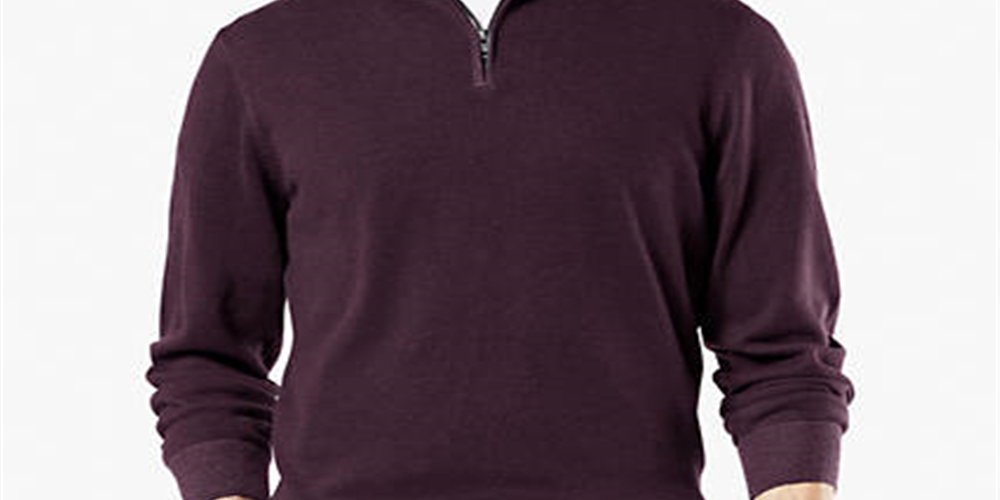Dockers Men's  Long Sleeve Classic Fit Quarter-Zip Cotton Sweater Maroon Size Small