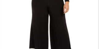 ADRIANNA PAPELL Women's Long Sleeve Wide Leg Evening Jumpsuit Plus Black Size 24W