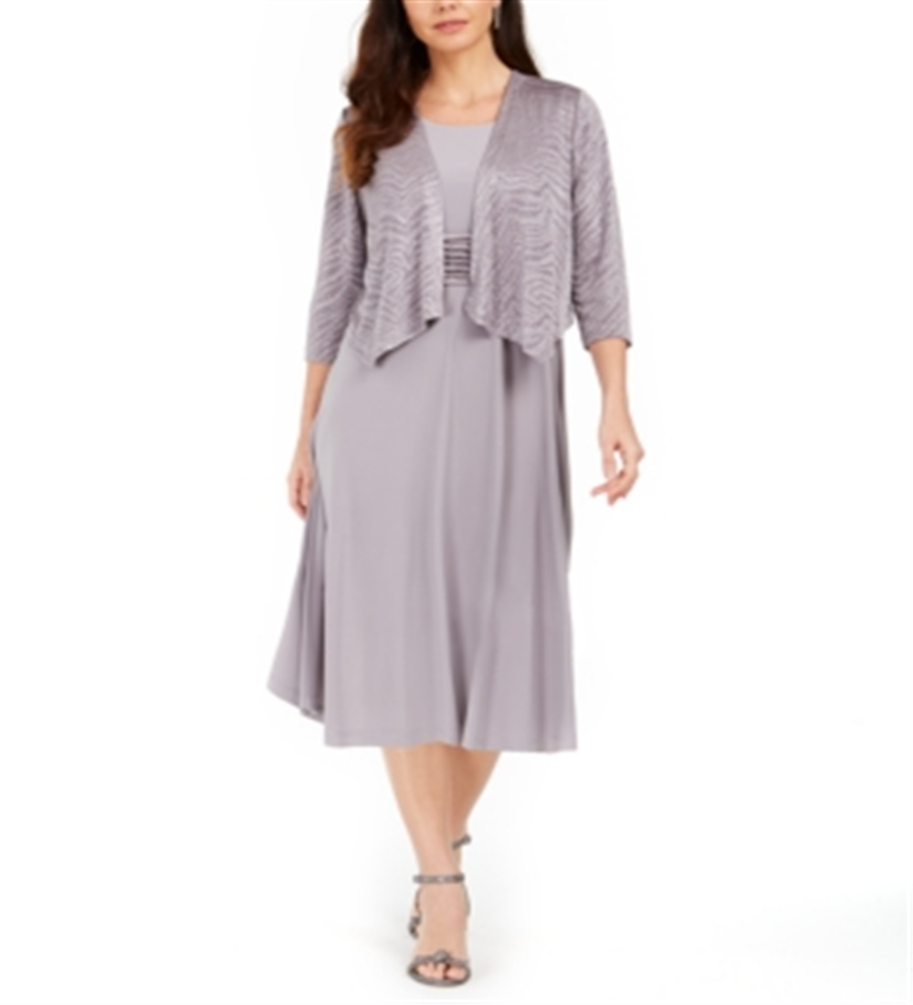 Jessica Howard  Women's Petite Dress & Glitter Printed Jacket Gray Size 12 P