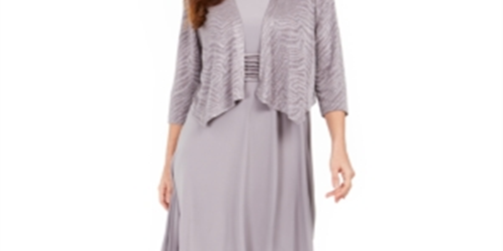 Jessica Howard  Women's Petite Dress & Glitter Printed Jacket Gray Size 12 P