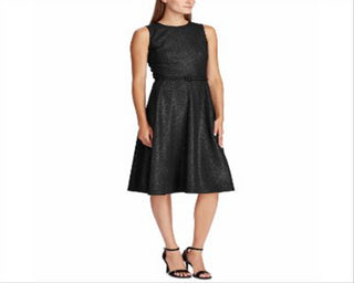 RALPH LAUREN Women's  Sleeveless Jewel Neck Below the Knee Evening Fit + Flare Dress Black Size 12