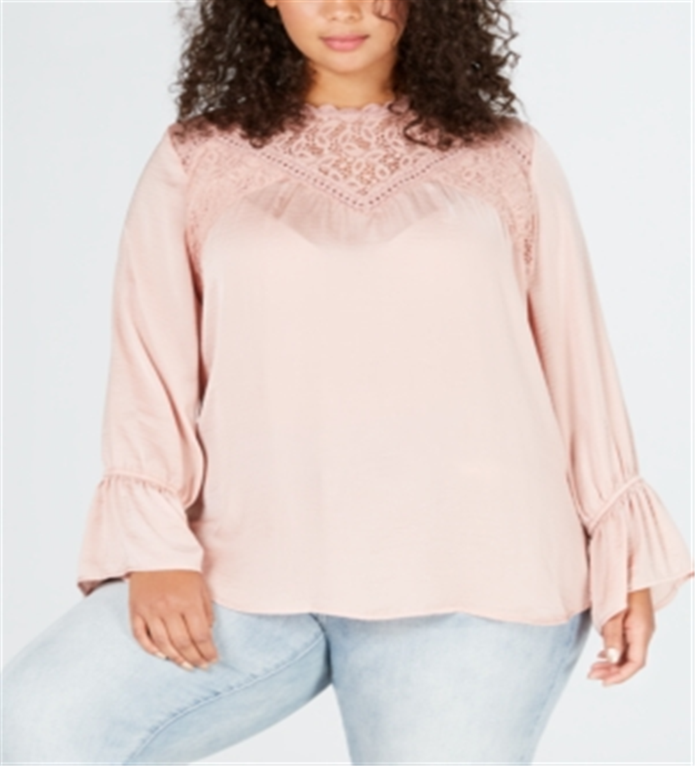 Eyeshadow Men's Trendy LaceTrim Top Pink  Size XL