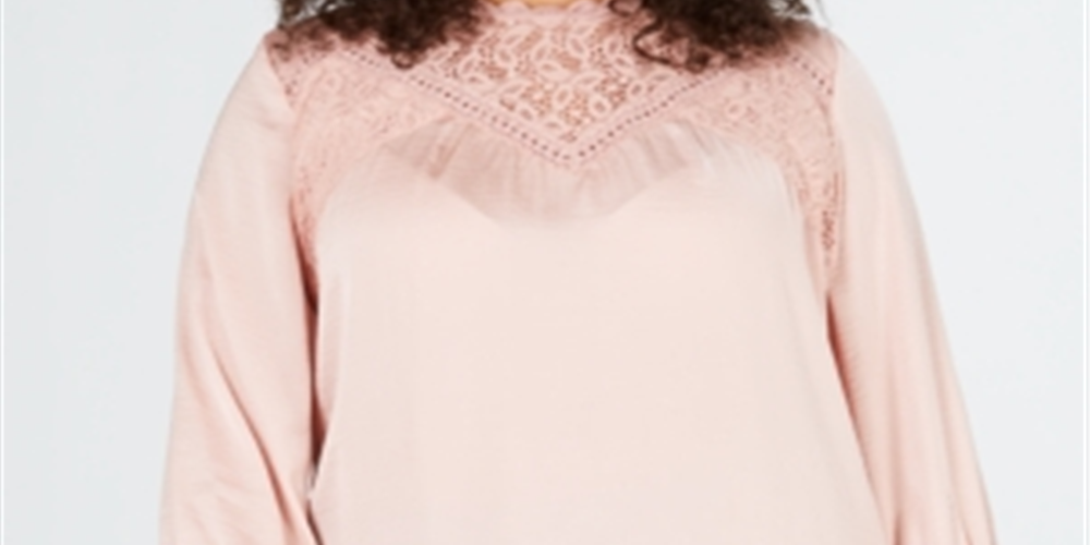 Eyeshadow Men's Trendy LaceTrim Top Pink  Size XL