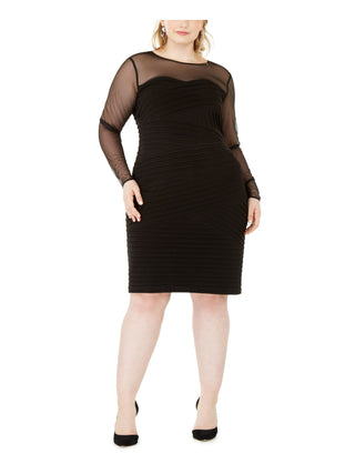 Calvin Klein Women's Plus Size Illusion-Detail Bodycon Dress Black Size 16W