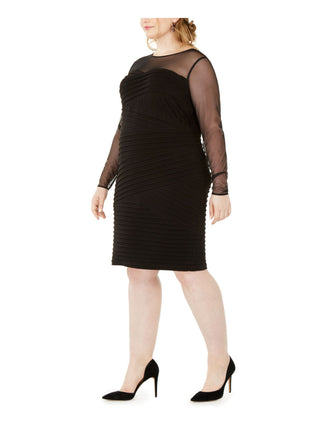 Calvin Klein Women's Plus Size Illusion-Detail Bodycon Dress Black Size 16W
