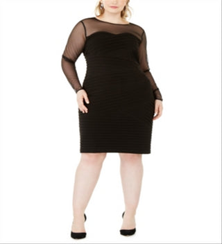 Calvin Klein Women's Plus Size Illusion-Detail Bodycon Dress Black Size 16W