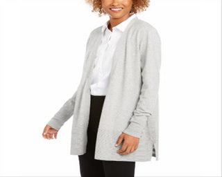 Charter Club Women's Open-Front Cardigan  Gray Size XS