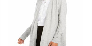 Charter Club Women's Open-Front Cardigan  Gray Size XS