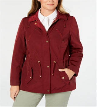 Charter Club Women's Plus Size Water-Resistant Utility Jacket  Red Size 4X