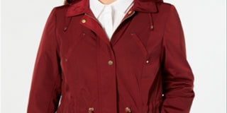 Charter Club Women's Plus Size Water-Resistant Utility Jacket  Red Size 4X