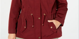 Charter Club Women's Plus Size Water-Resistant Utility Jacket  Red Size 4X