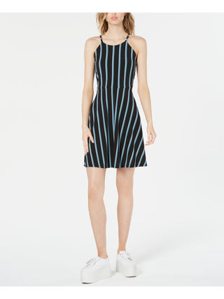 Bar III Women's Halter Striped Casual Dress Black Size Medium