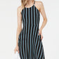 Bar III Women's Halter Striped Casual Dress Black Size Medium
