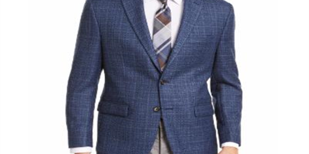 Lauren Ralph Lauren Men's Lexington Wool Blend Plaid Two-Button Blazer Blue Size 50 R/M37.5