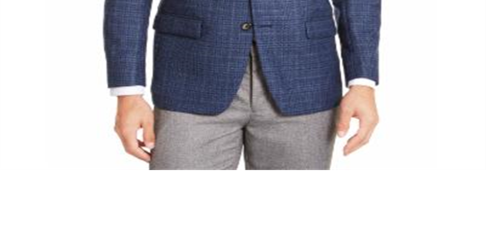Lauren Ralph Lauren Men's Lexington Wool Blend Plaid Two-Button Blazer Blue Size 50 R/M37.5