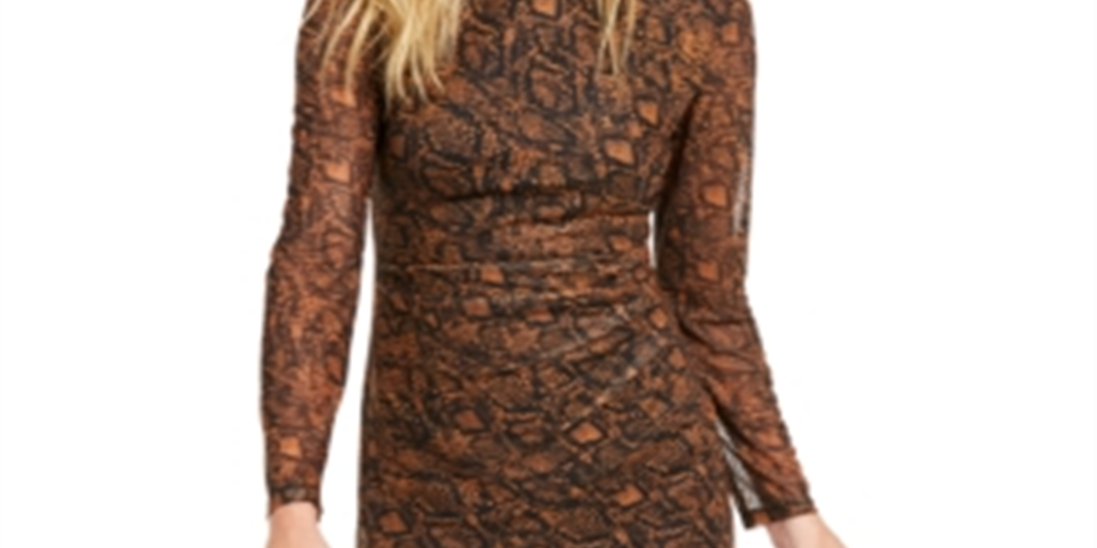 INC International Concepts Women's Snake-Mesh Dress Gold Size 4