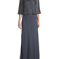 J Kara Women's Sequined Capelet Gown Gray Size 14