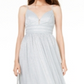 City Studios Juniors' Plunging Metallic Gown Silver Size 3