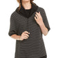 Anne Klein Women's Striped 3/4 Sleeve Cowl Neck Top Black Size XS