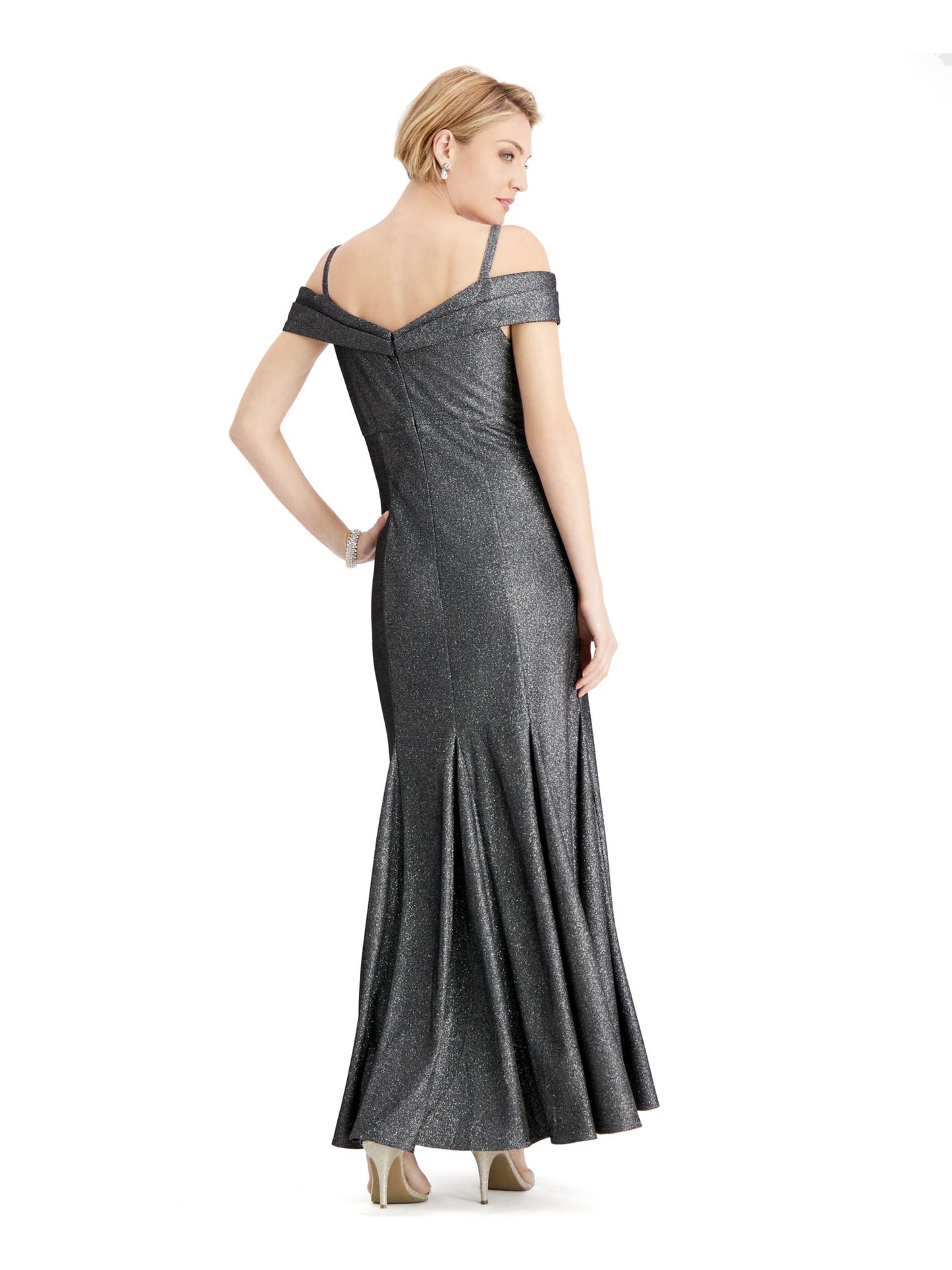 R&M RICHARDS Women's  Sleeveless Maxi Fit + Flare Formal Dress Black Size 14