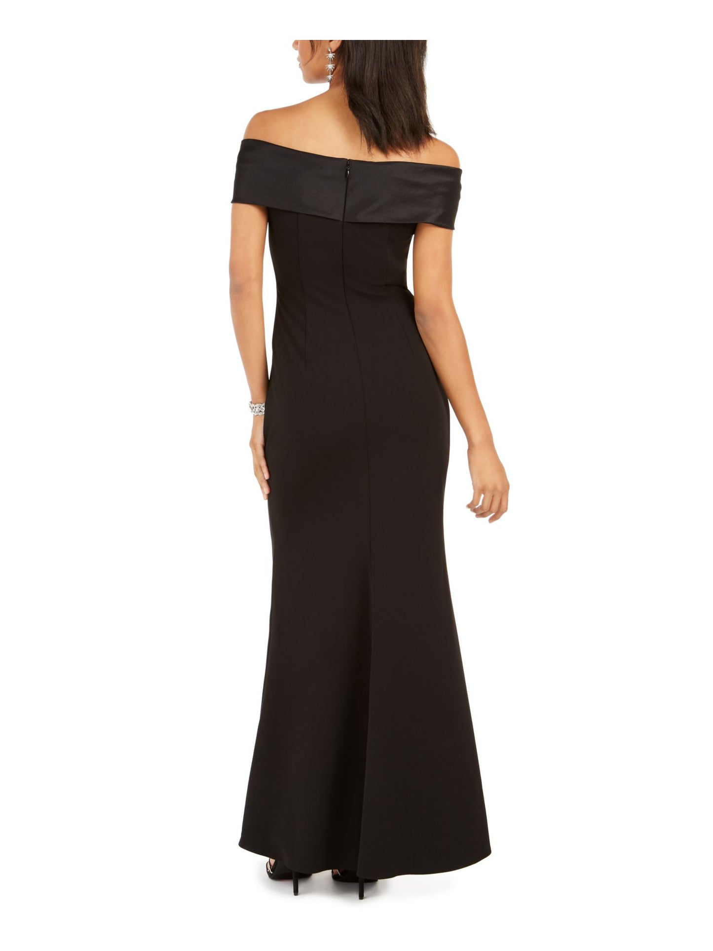 Eliza J Women's Sleeveless Off Shoulder Full Length Pencil Evening Dress Black Size 8
