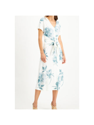 Alfani Women's Floral Print Tie Front Shirtdress Ivory Size M