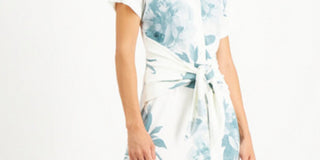 Alfani Women's Floral Print Tie Front Shirtdress Ivory Size M