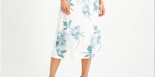 Alfani Women's Floral Print Tie Front Shirtdress Ivory Size M