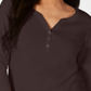 Karen Scott Women's Petite Cotton Henley Shirt  Chocolate  Size Petite M