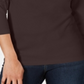 Karen Scott Women's Petite Cotton Henley Shirt  Chocolate  Size Petite M