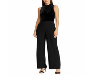 Ralph Lauren Women's Sleeveless Mock Neck Evening Wide Leg Jumpsuit Black Size 10