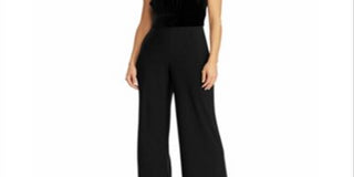 Ralph Lauren Women's Sleeveless Mock Neck Evening Wide Leg Jumpsuit Black Size 10