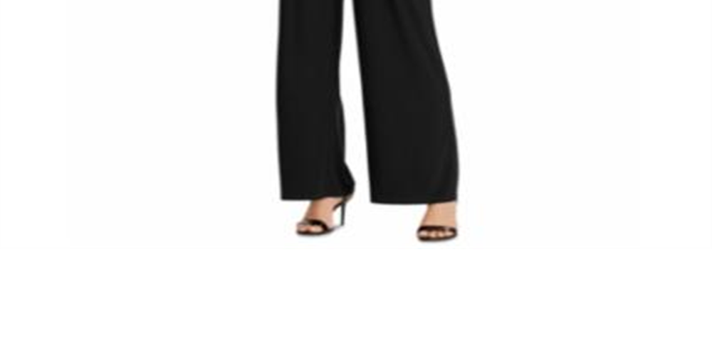 Ralph Lauren Women's Sleeveless Mock Neck Evening Wide Leg Jumpsuit Black Size 10
