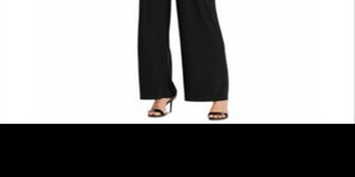 Ralph Lauren Women's Sleeveless Mock Neck Evening Wide Leg Jumpsuit Black Size 10