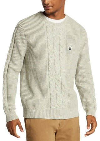 Nautica Men's Cable knit Sweater Gray Size Large