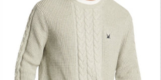 Nautica Men's Cable knit Sweater Gray Size Large