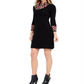 Jessica Howard Women's Print Trim Cowl Neck Dress Black Size Petite S