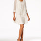 R&M Richards Women's Flyaway Jacket & Beaded Neck Dress Set  White Size 18