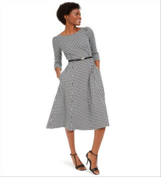 Calvin Klein Women's Belted MIDI Dress Gray Size 14