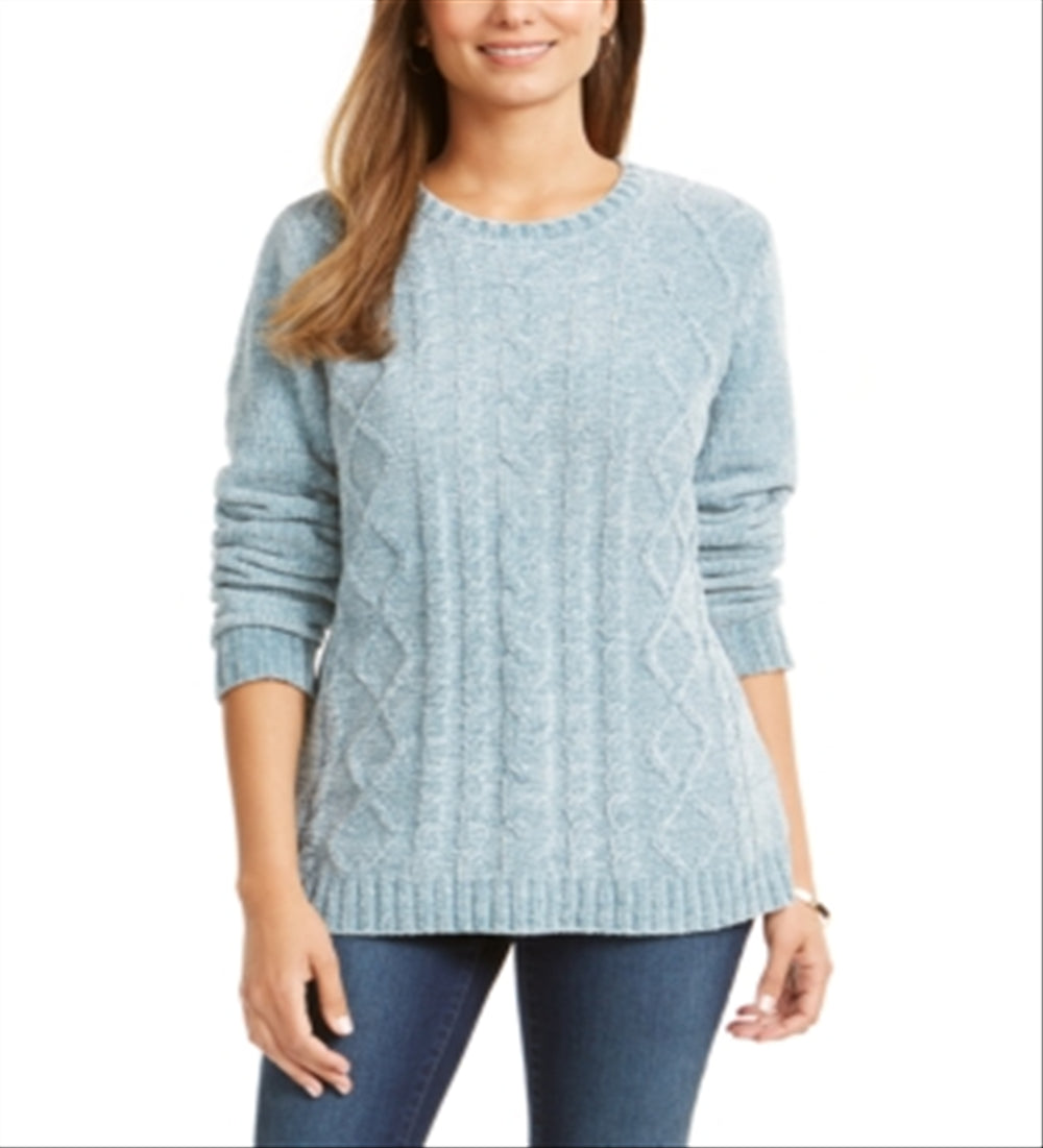 Karen Scott Women's  Cable-Knit Chenille Sweater  Blue Size XS -