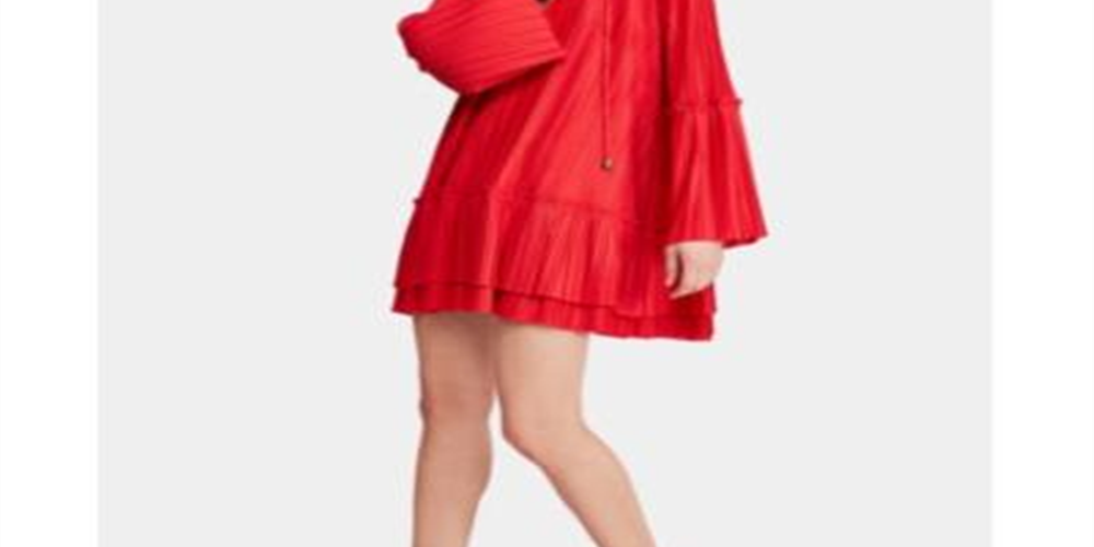 FREE PEOPLE Women's Bell Sleeve Mini Dress Red Size Medium